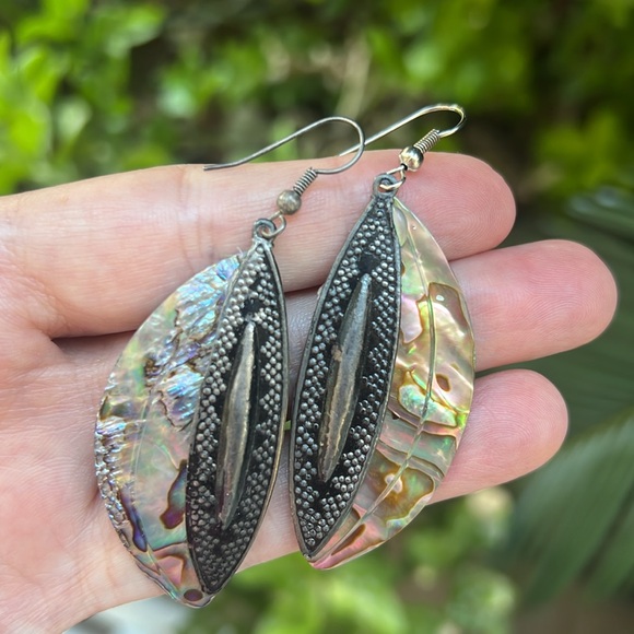 Vintage Abalone Shell Teardrop Earrings - Picture 15 of 16